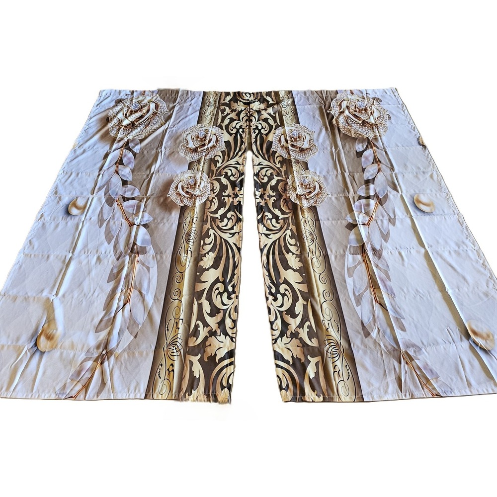 Curtain Room/Shower Digital Print Golden Rose Motif